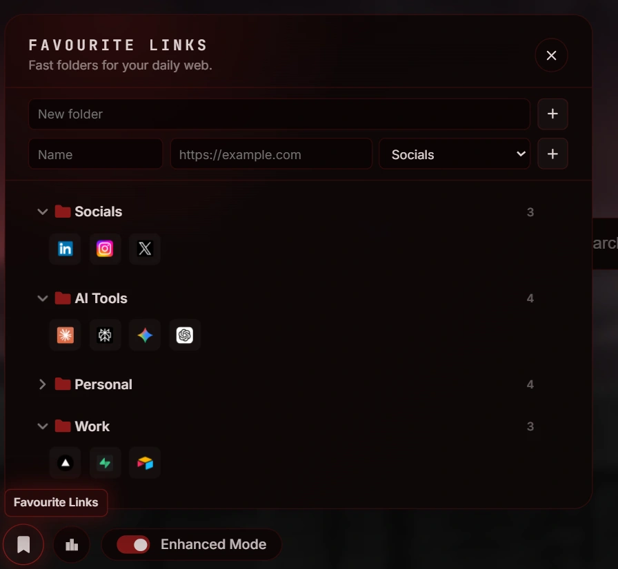 Favourite Links hub